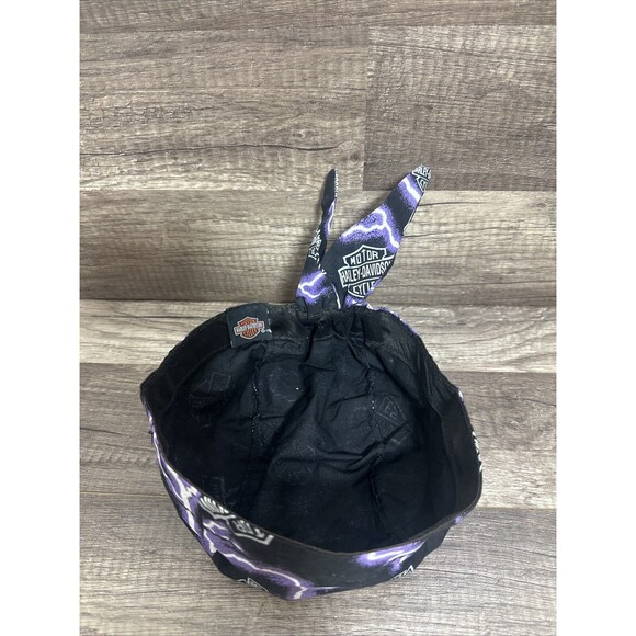 VTG Harley Davidson Biker Hat Cap Purple Lightning Thunder OS 90s RARE - Picture 7 of 12
